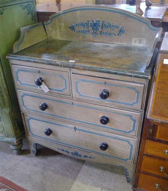 19th century painted pine chest of drawers